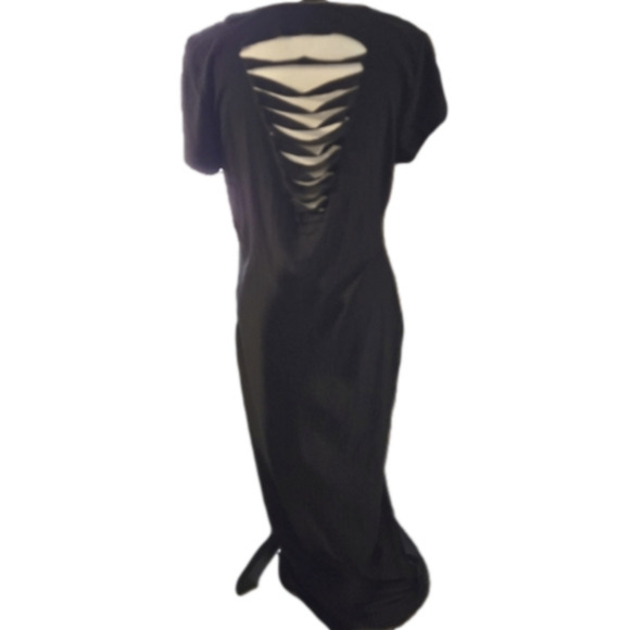 Derek Heart Solid Black Maxi Dress with Butterflies Appliques & Cutouts size 1X - Picture 3 of 7